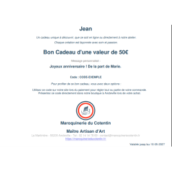 Bon cadeau écologique reçu par mail exemple