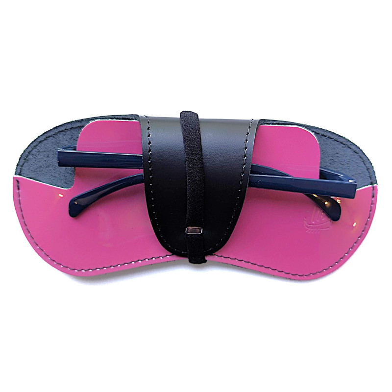 Etui lunettes Vernis rose avec lunettes  Face