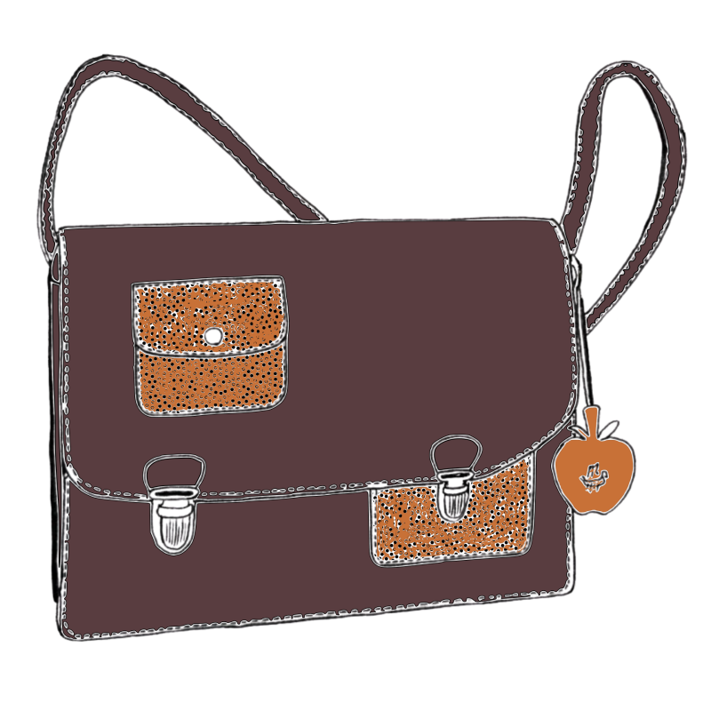Sac a main décalé dessin prune galuchat