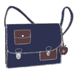 Sac a main décalé dessin marine prune