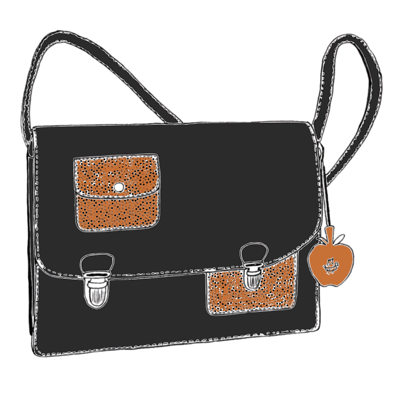 Sac a main décalé dessin noir galuchat