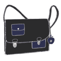 Sac a main décalé dessin noir marine