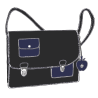 Sac a main décalé dessin noir marine