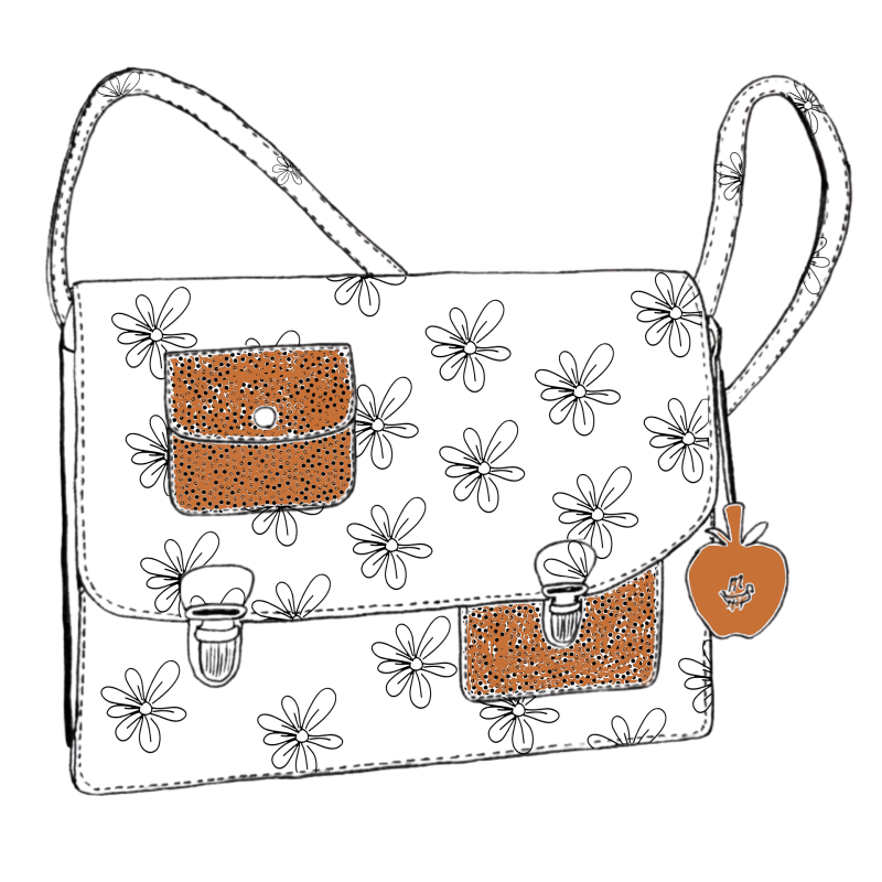 Sac a main décalé dessin fleur galuchat