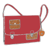 Sac a main décalé dessin rouge galuchat