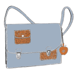 Sac a main décalé dessin bleu ciel d'orage galuchat
